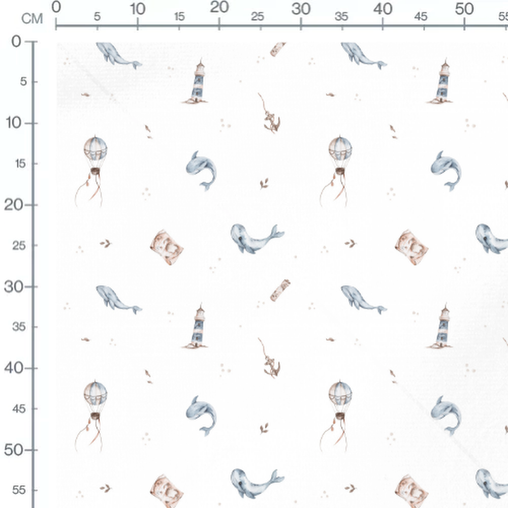 Tissu - Motifs marins aquarelle