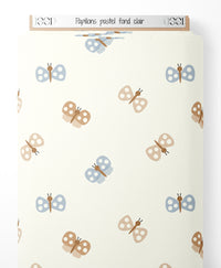 Tissu - Papillons pastel sur fond clair