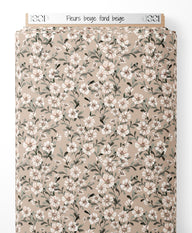 Tissu - Fleurs beige sur fond beige