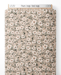 Tissu - Fleurs beige sur fond beige