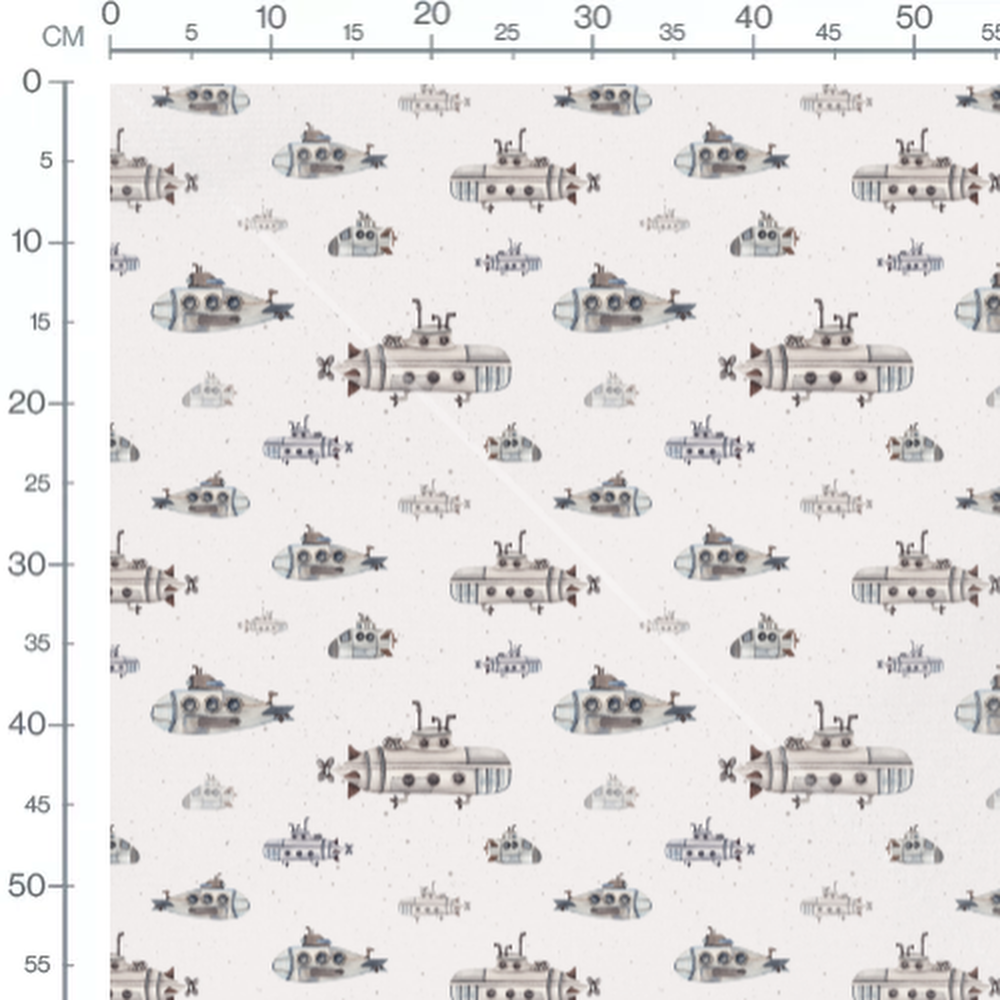 Tissu - Sous-marins vintage aquarelle