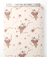 Tissu - Lapins blancs dans cornets