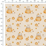 Tissu - Lapins et ours souriants beige
