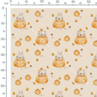 Tissu - Lapins et ours souriants beige