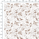Tissu - Oiseaux et fleurs sur fond blanc