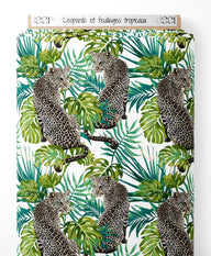 Tissu - Léopards et feuillages tropicaux