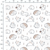 Tissu - Animaux mignons en noir et beige