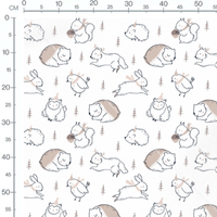 Tissu - Animaux mignons en noir et beige
