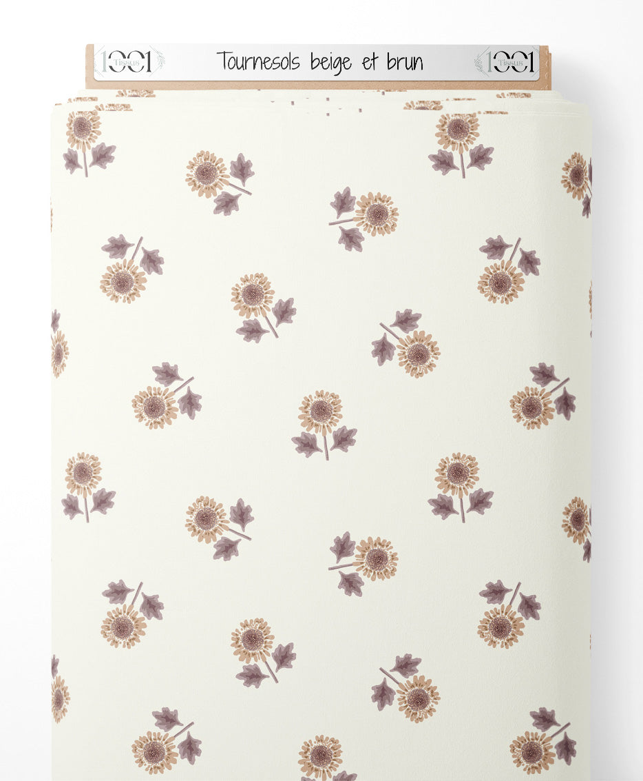 Tissu - Tournesols beige et brun