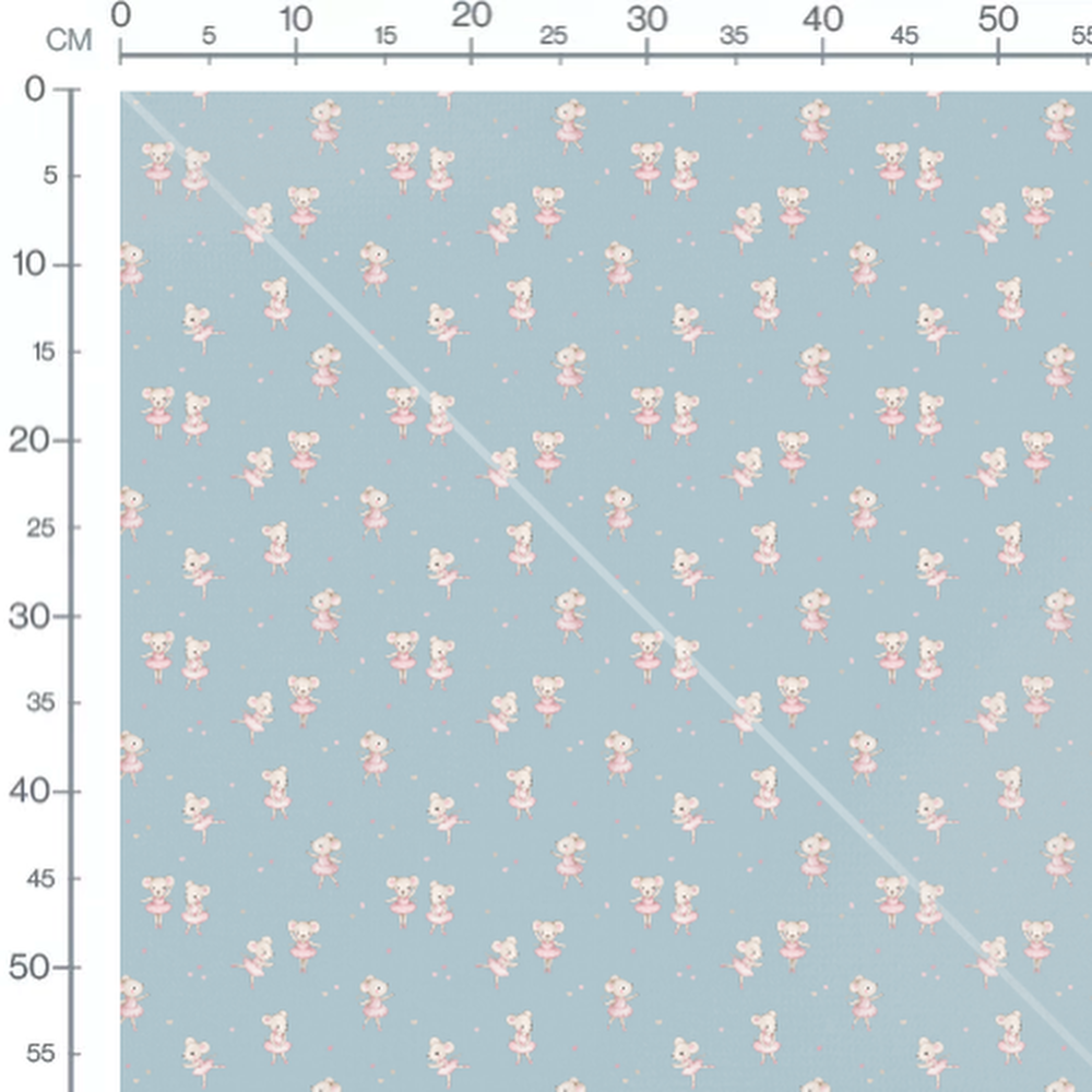 Tissu - Souris ballerines fond bleu