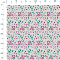 Tissu - Champignons violets sur beige