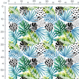 Tissu - Feuilles vertes et bleues 2