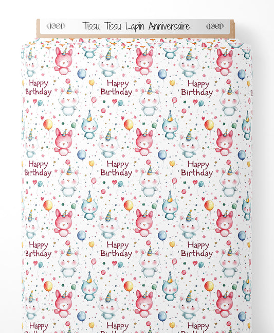 Tissu - Tissu Lapin Anniversaire