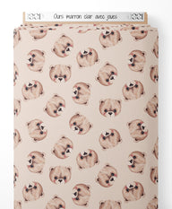 Tissu - Ours marron clair avec joues