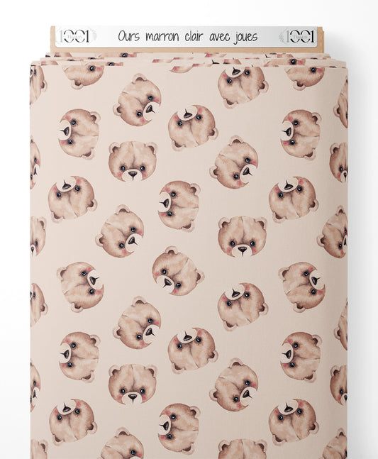 Tissu - Ours marron clair avec joues