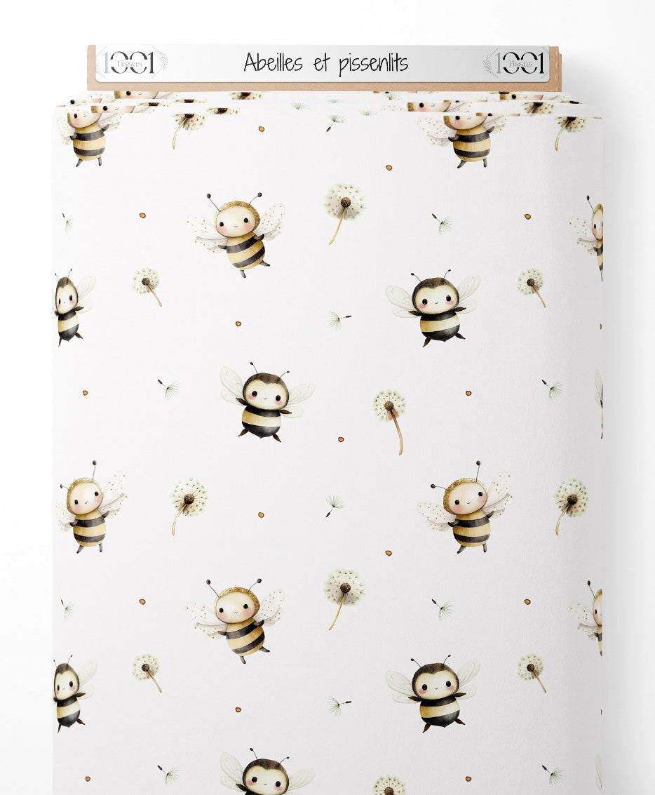 Tissu - Abeilles et pissenlits