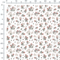 Tissu - Roses roses sur fond blanc