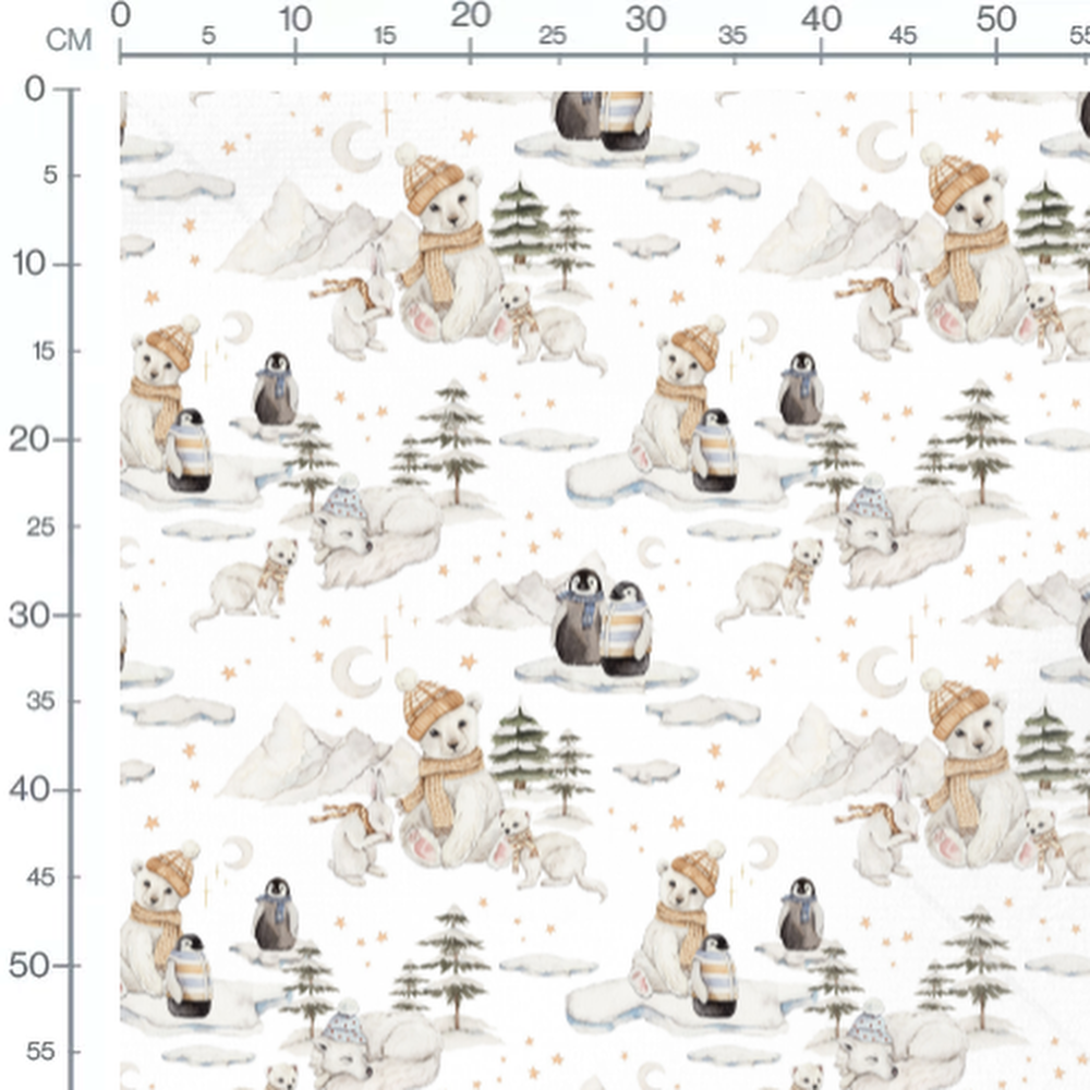 Tissu - Animaux polaires et montagnes