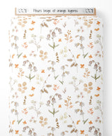 Tissu - Fleurs beige et orange légères