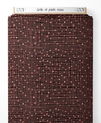 Tissu - Grille et points roses