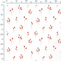 Tissu - Brindilles rouges sur blanc