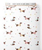 Tissu - Chiens marron en pulls colorés
