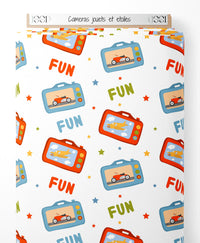 Tissu - Caméras jouets et étoiles