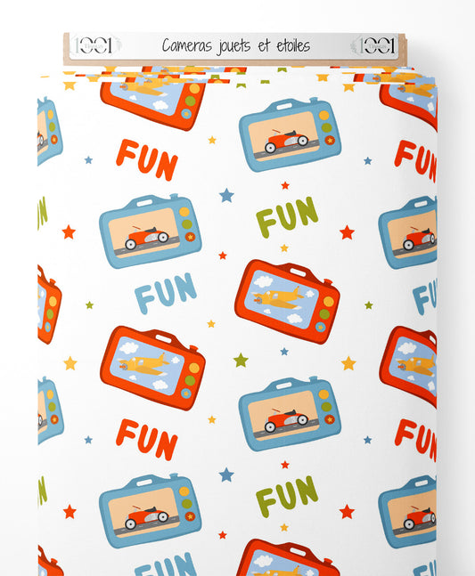 Tissu - Caméras jouets et étoiles
