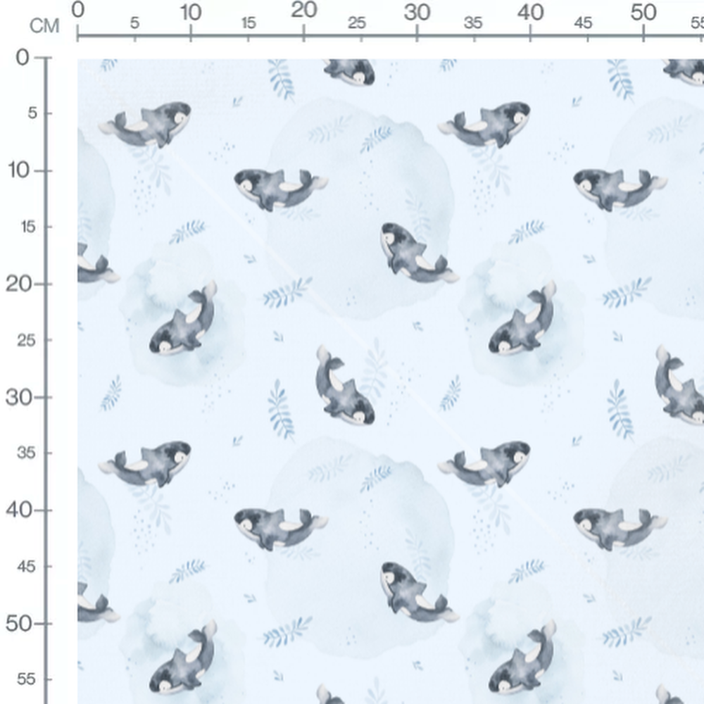 Tissu - Orques et feuilles aquarelle