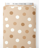 Tissu - Pois blancs et bruns beige