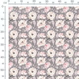 Tissu - Fleurs pastel sur fond gris
