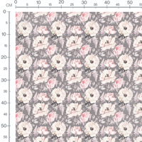 Tissu - Fleurs pastel sur fond gris