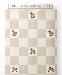 Tissu - Chevaux à bascule beige