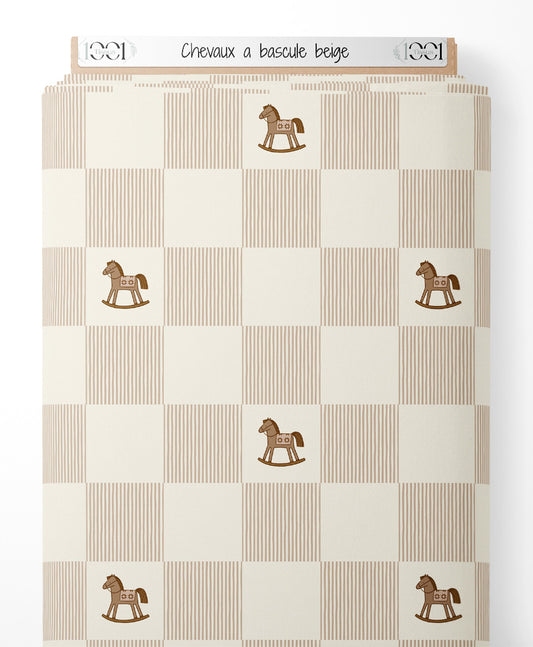 Tissu - Chevaux à bascule beige