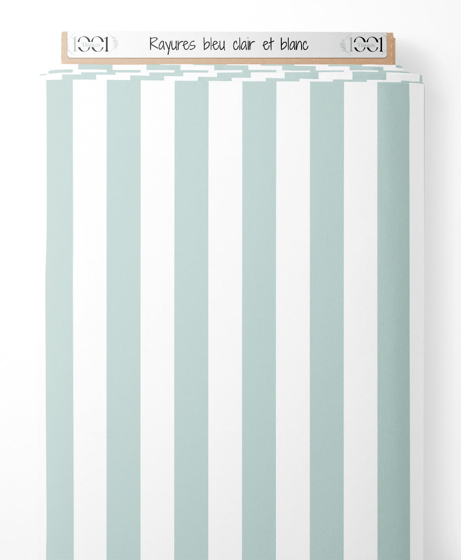 Tissu - Rayures bleu clair et blanc