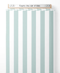 Tissu - Rayures bleu clair et blanc