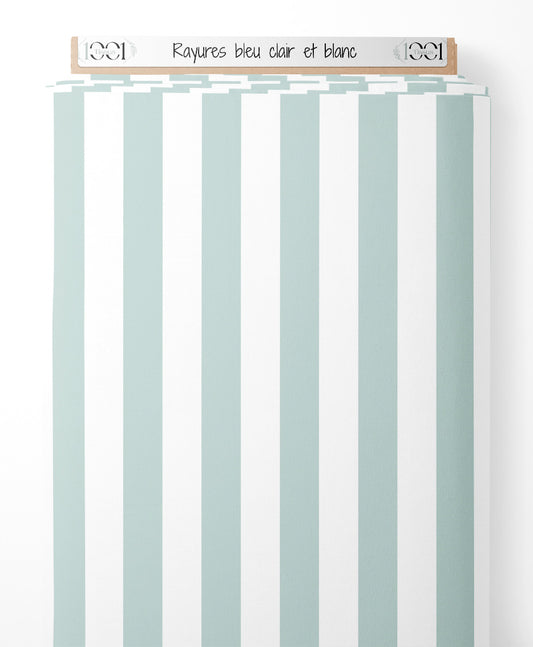 Tissu - Rayures bleu clair et blanc