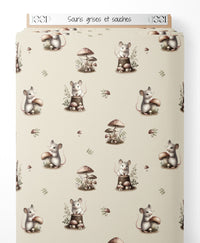 Tissu - Souris grises et souches