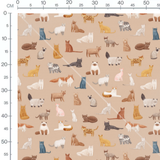 Tissu - Chats colorés sur fond clair