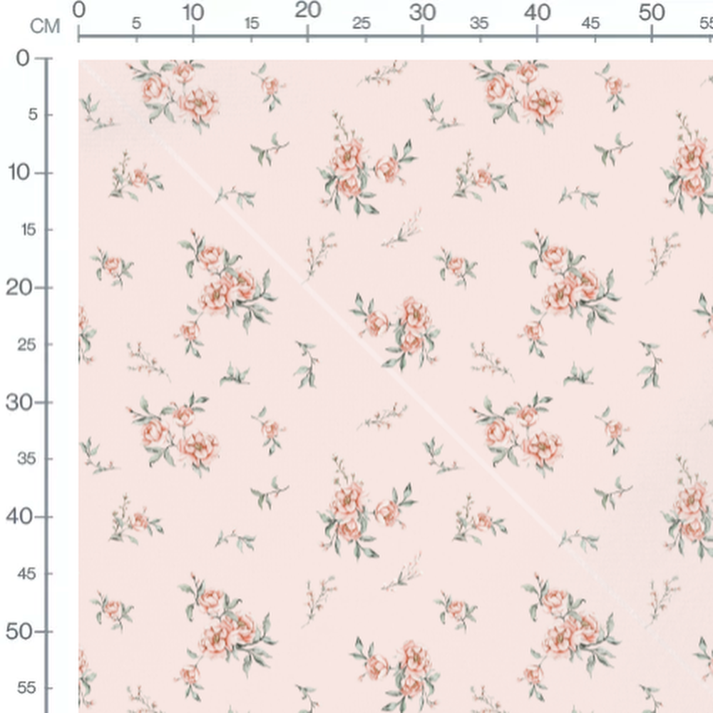 Tissu - Roses roses sur fond rose pâle 2