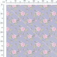 Tissu - Roses roses sur fond lavande