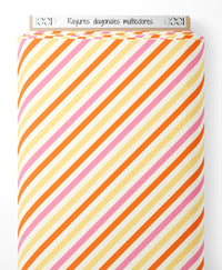 Tissu - Rayures diagonales multicolores