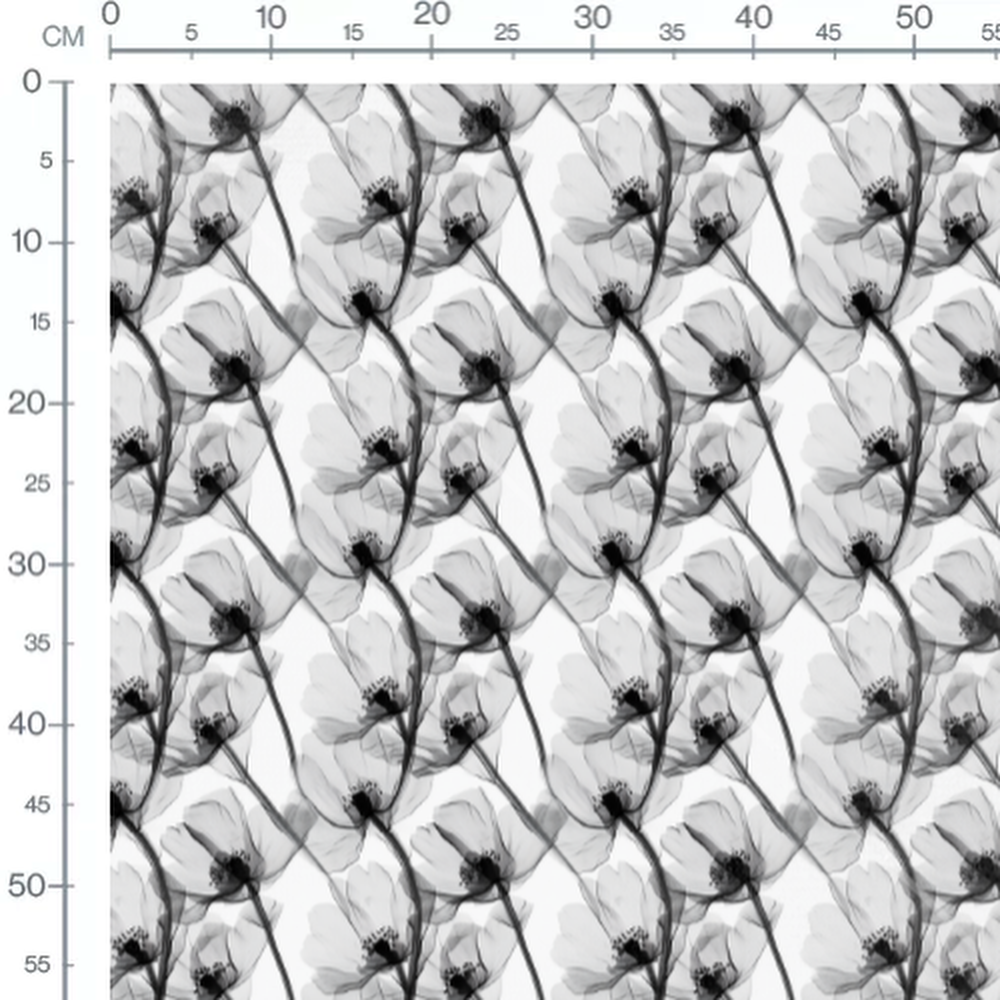 Tissu - Tissu Fleur Xray Noir Gris