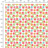 Tissu - Fleurs vives sur fond blanc 2