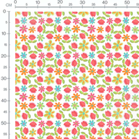 Tissu - Fleurs vives sur fond blanc 2