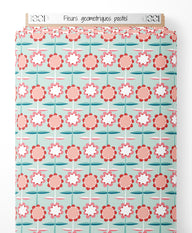 Tissu - Fleurs géométriques pastel
