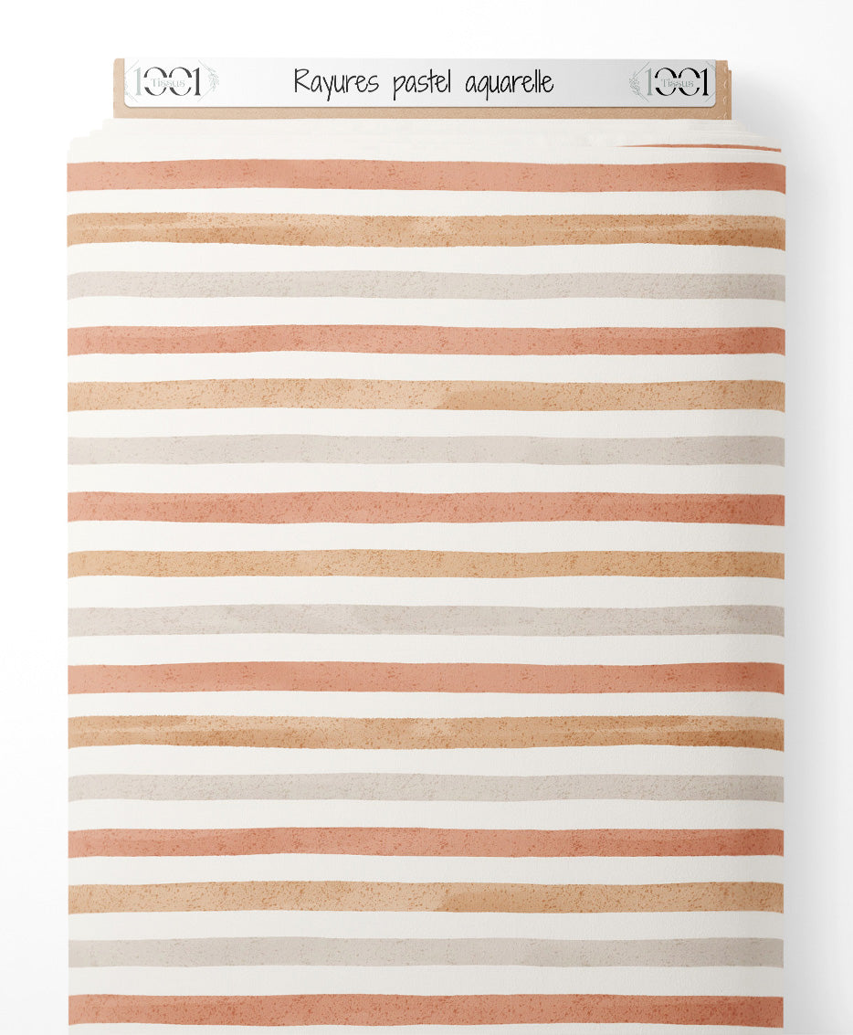Tissu - Rayures pastel aquarelle