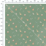 Tissu - Instruments sur fond vert