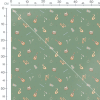 Tissu - Instruments sur fond vert