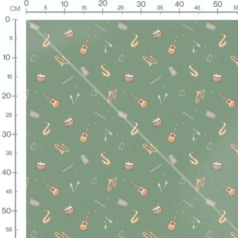 Tissu - Instruments sur fond vert